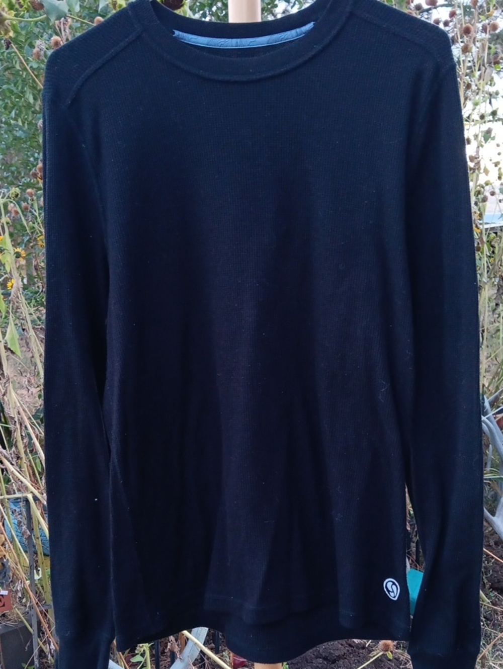 Men's Black Long-Sleeve Thermal Crewneck Shirt